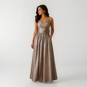 Watters Taupe Taffeta Bridesmaid Gown US 2P XS Tailored 42" Length
